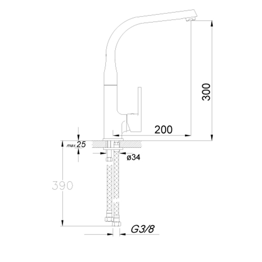 "Sleek chrome-finished faucet with a modern design, providing efficient water flow and easy-to-use single handle."