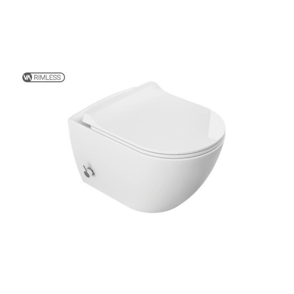 "Modern white ceramic toilet with a dual-flush system for water efficiency and an elongated seat for added comfort."