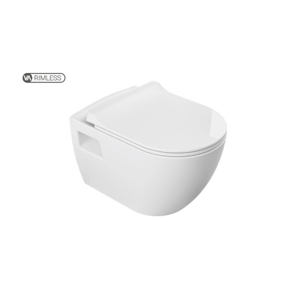 "Modern white ceramic toilet with a dual-flush system for water efficiency and an elongated seat for added comfort."