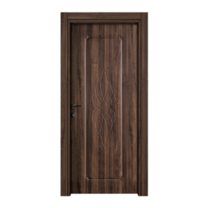 Stylish Mardin interior door with dark wood finish and central ornamental carving.