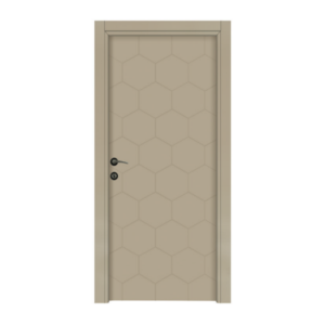Petek Interior Door - Stylish Beige with Hexagonal Patterns
