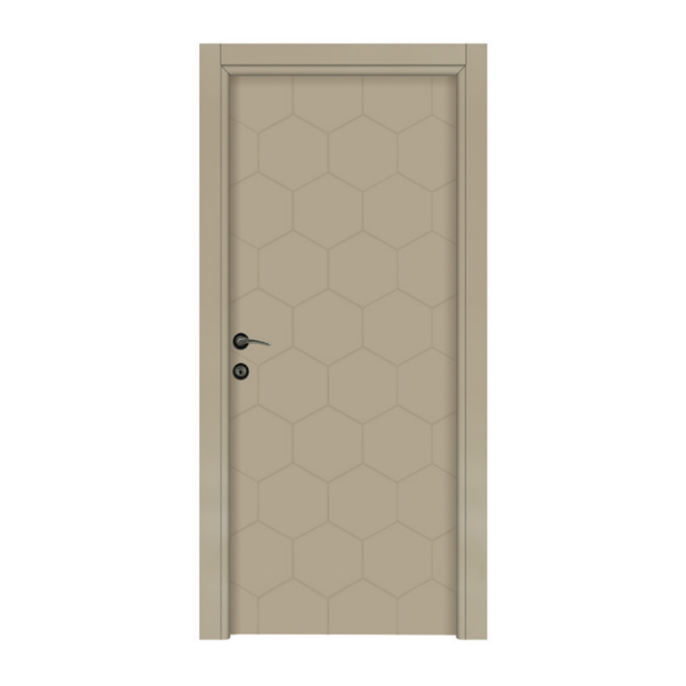 Petek Interior Door - Stylish Beige with Hexagonal Patterns