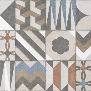 Assorted collection of ceramic tiles in various designs and textures