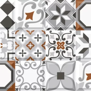 Assorted collection of ceramic tiles in various designs and textures