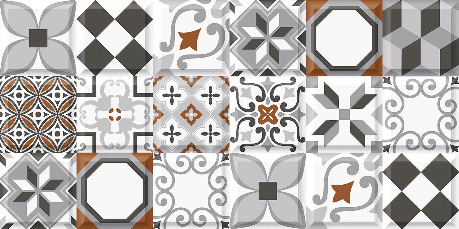 Assorted collection of ceramic tiles in various designs and textures