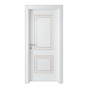 Sophisticated white interior door with elegant gold trim, model Mihrimah Lake.