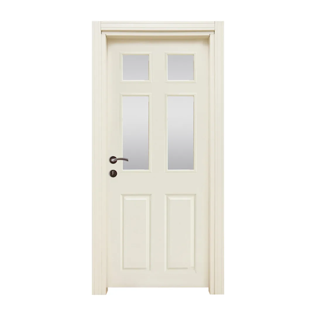 A stylish six-pane glass interior door in cream, combining timeless appeal with a modern touch.