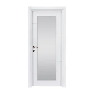 Sleek Boy Glass Interior Door with centered glass insert and white finish