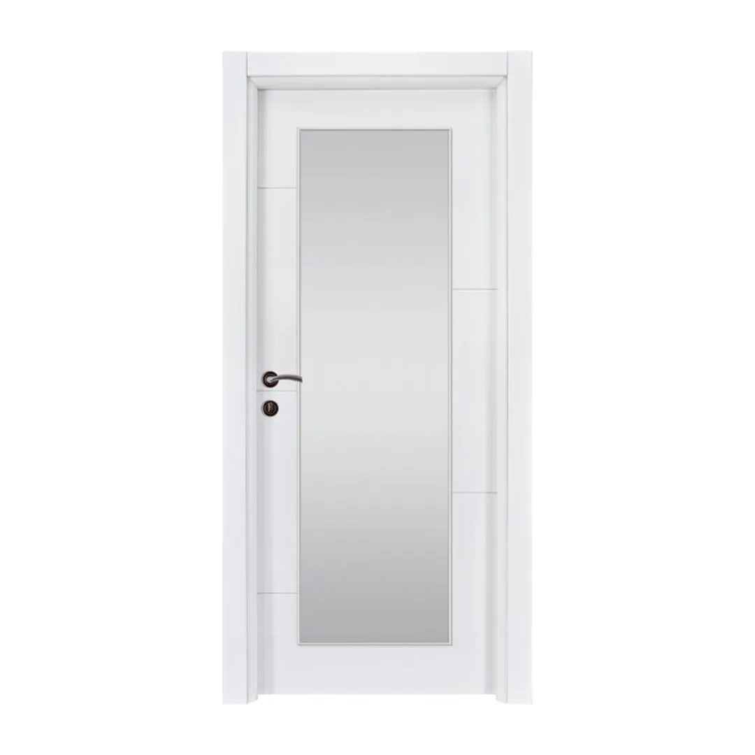 Sleek Boy Glass Interior Door with centered glass insert and white finish