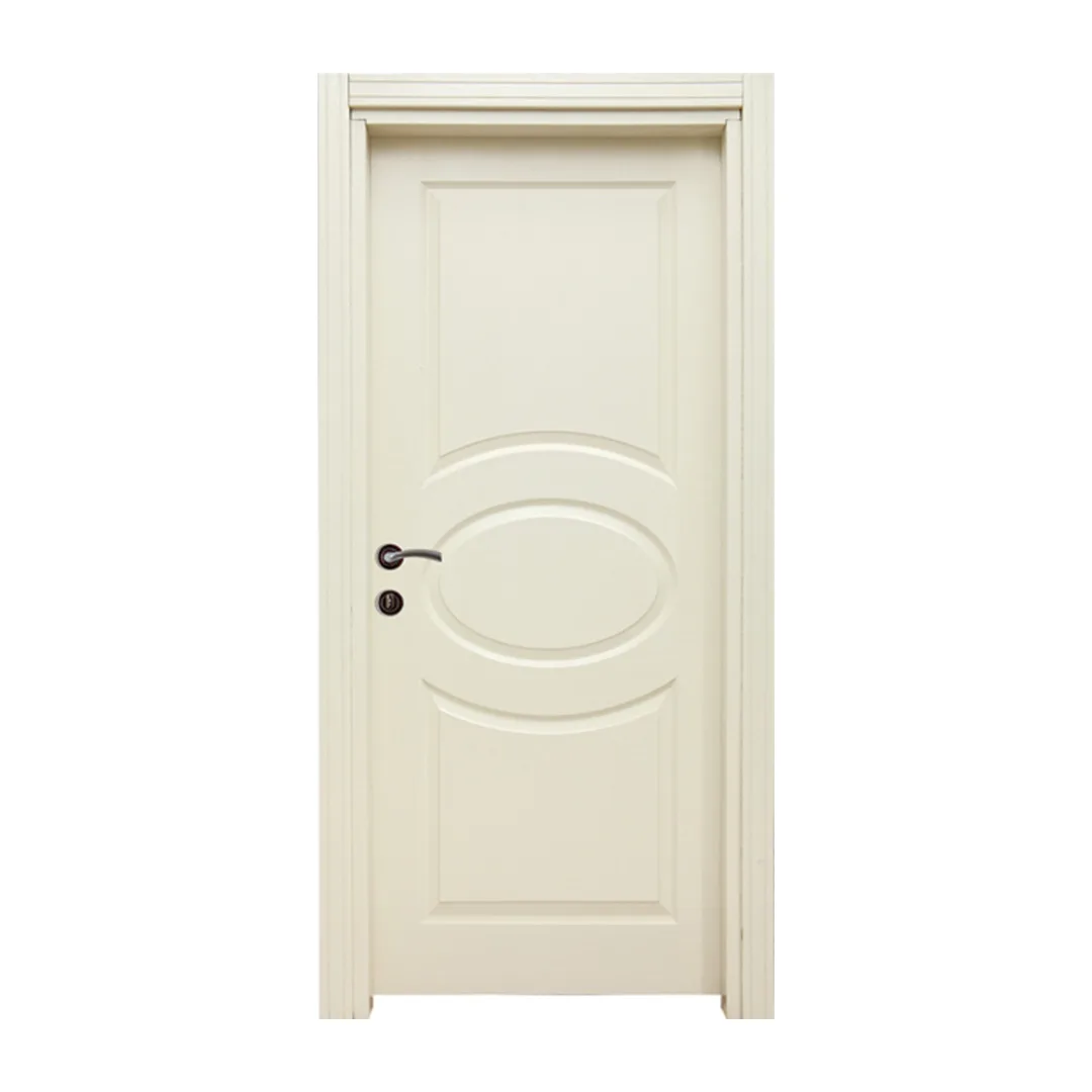 Elegant 'Hitit' interior door in a creamy hue with classic oval and rectangular panel design, offering a timeless aesthetic for any home setting.