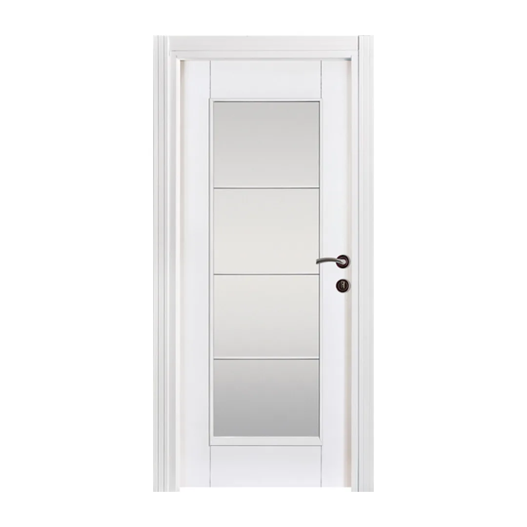 Elegant white exterior door named Madra Karolajlı featuring classic panel design with glass elements, offering a sophisticated entryway