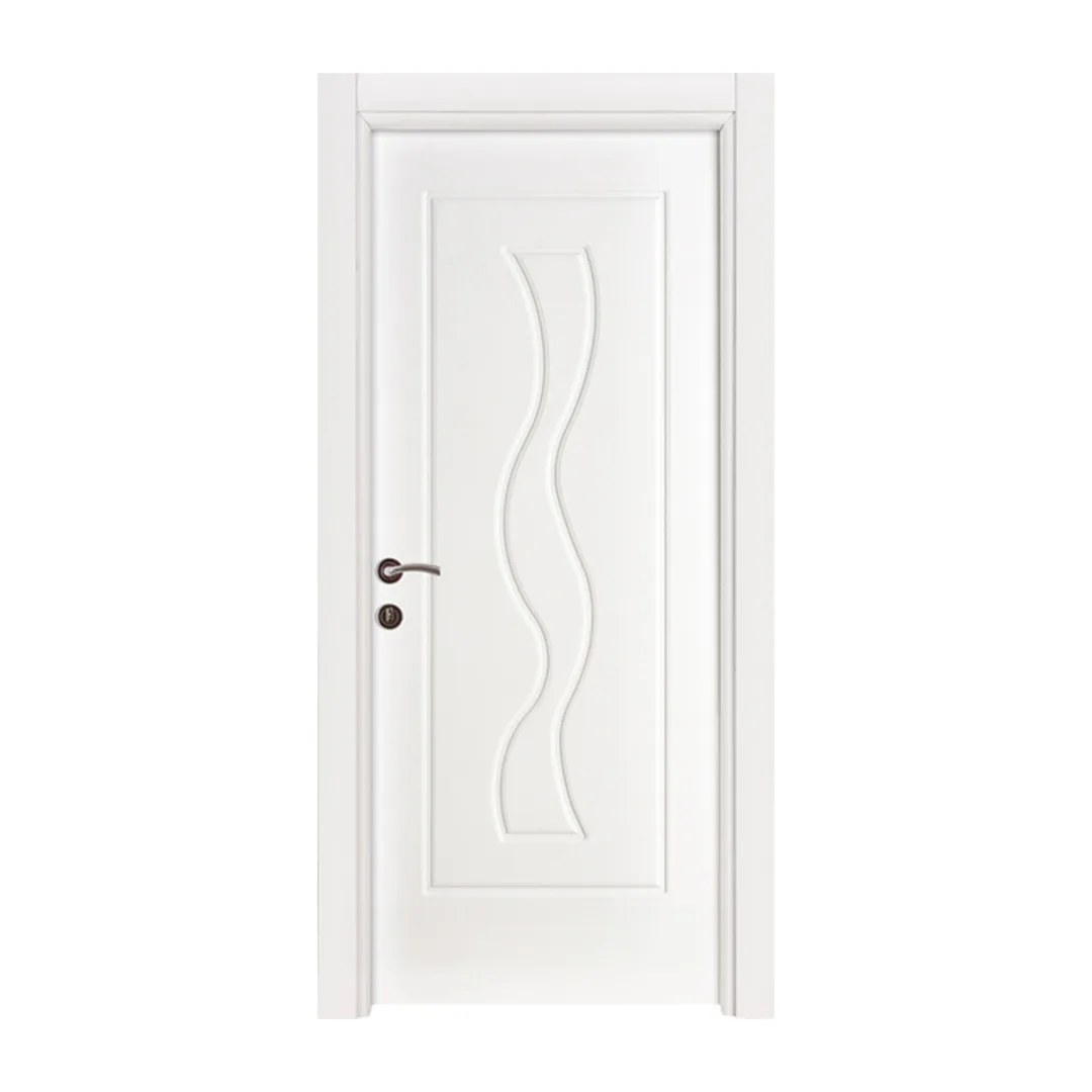 A sophisticated Su Yolu interior door in white with a wavy line design, blending simplicity with modern elegance.