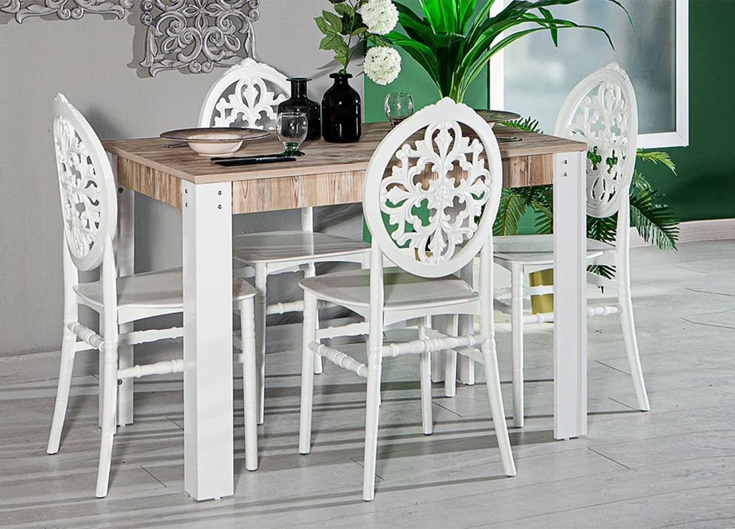 Grade Table - 4 Venus Chairs - White