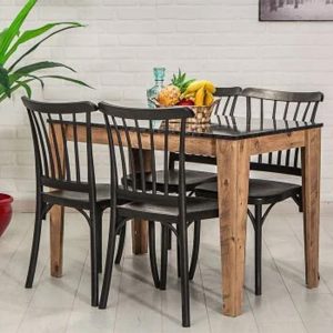 Europe  Violet Kitchen Table Set - Black