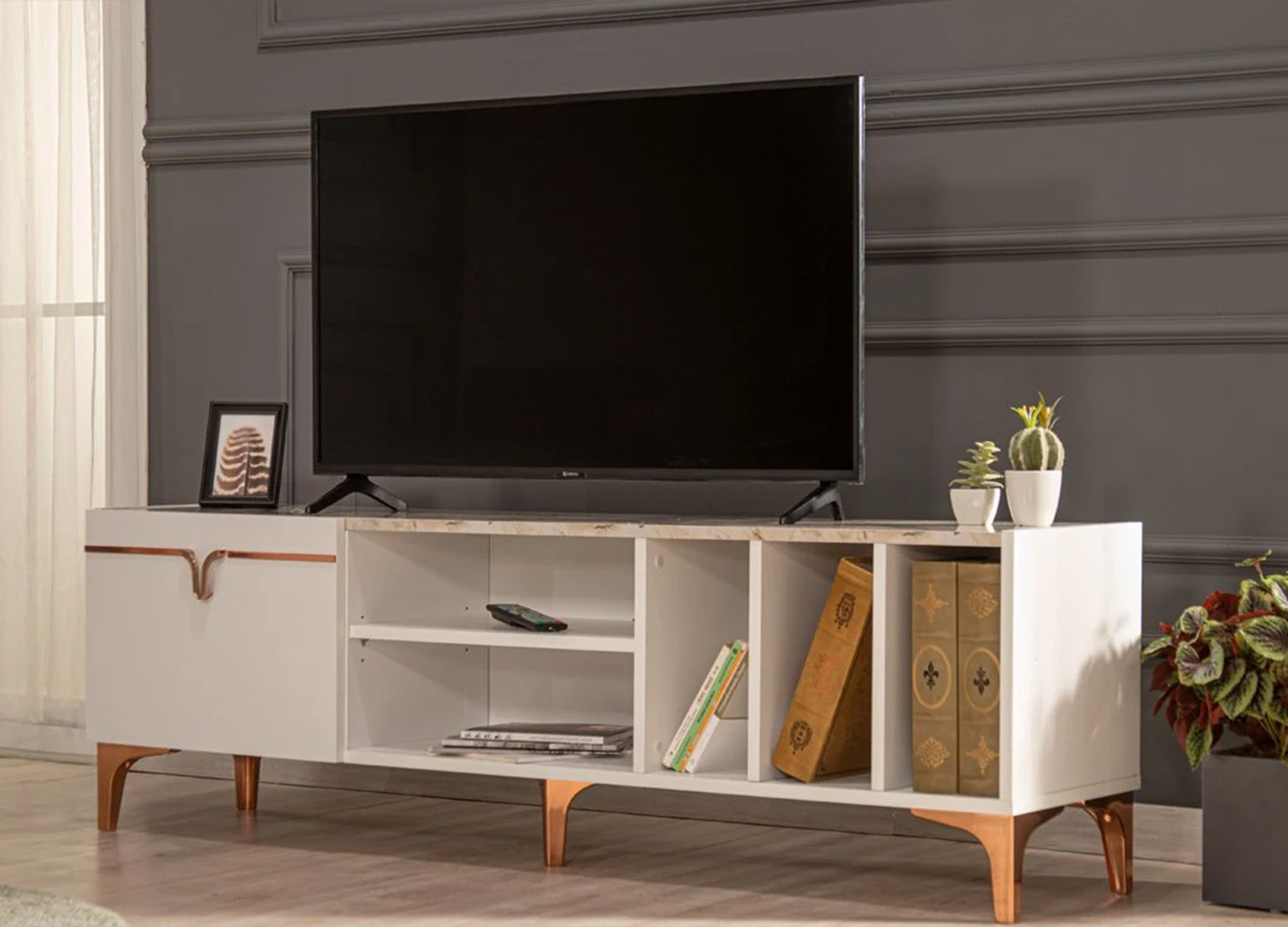 Power International Export 15 Pietra TV Stand - Efes White